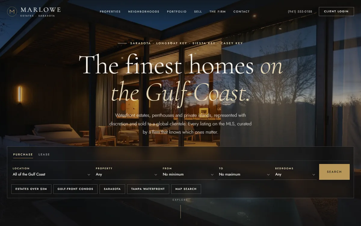 Luxury theme, desktop homepage